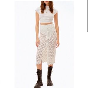 For Love And Lemons women’s Charmaine Sheer Lace Midi Skirt Size M